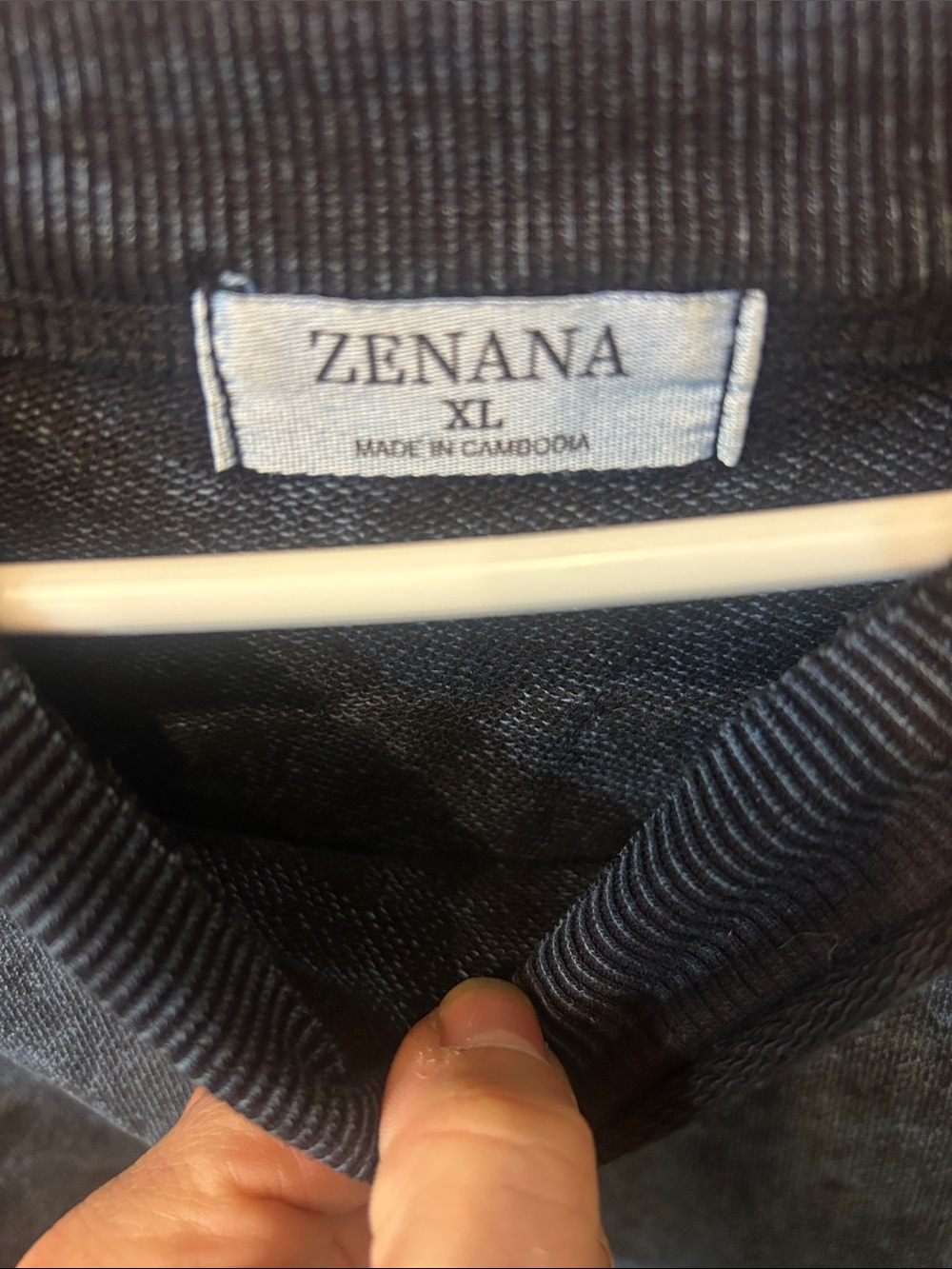 Zenana Outfitters Washed Navy Blue Pullover Sweatshirt with pockets rough seams - Picture 2 of 2